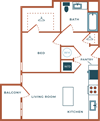 Legacy at Fitz Aurora CO A01A One Bedroom 687 SF